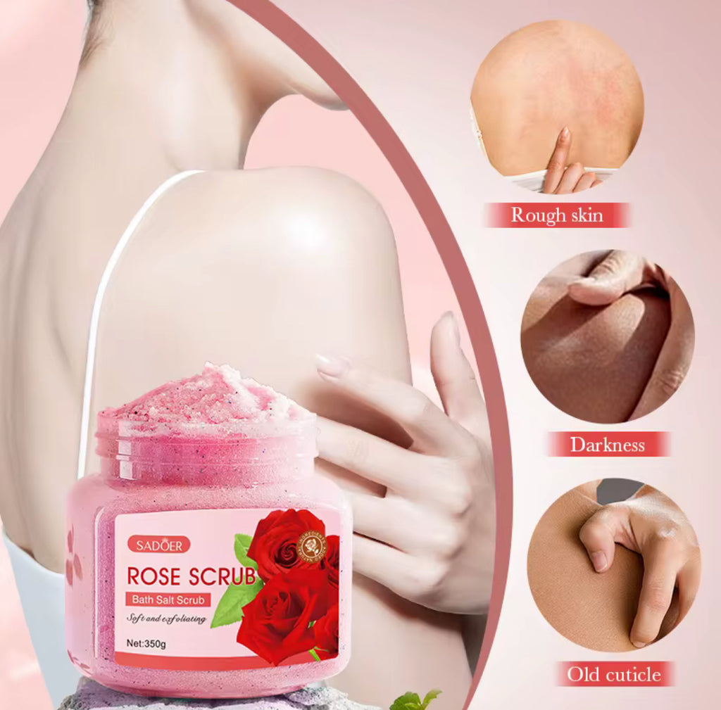 Sadoer Rose Scrub – Soft & Exfoliating Bath Salt Scrub